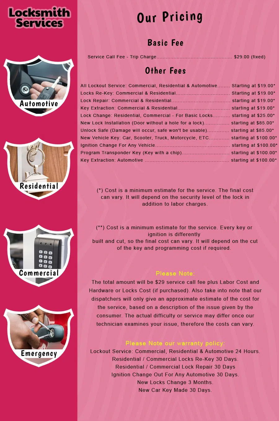 Bridgewater NJ Locksmith Store Bridgewater, NJ 908-336-2127 - price-list-c-18